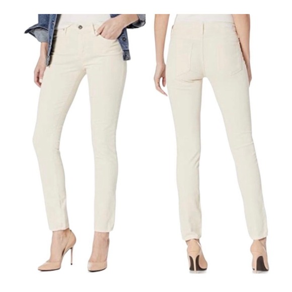 Ag Adriano Goldschmied Pants - AG Jeans 27 The Prima Mid Rise Cigarette Corduroy Pants Off White Ivory PWW
